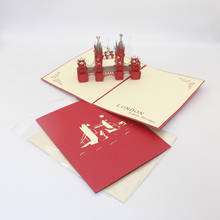 Cartões de visita artesanais em papel cinza-vermelho, londres, torre, ponte, convite, presente criativo, lembrancinha, 3d, 15x20cm 2024 - compre barato