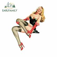 EARLFAMILY 13cm x 9.9cm for Pinup Vector Vintage Pin Up Girl Car Decal Fashion Vinyl Car Wrap DIY Custom Printing Sticker 2024 - buy cheap