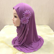Small Girl Hijab Muslim Kids Amira Hijabs Islamic Pull On Shawl Ready to Wear Turban Scarf Cap Girls Full Cover Prayer Hat 2024 - buy cheap