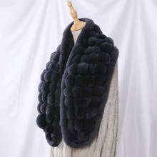 2020 Brand New Women's Real Rex Rabbit Fur Pom Poms Fashion Shawl Poncho Scarf Autumn Winter Rabbit Fur Pashmina Wraps Soft 2024 - buy cheap