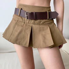 Women High Waist Pleated Zipper Mini Sexy Skirts Summer 90S Harajuku Punk Streetwear Bottom Y2K Brown Tennis Shorts Skirt 2024 - buy cheap