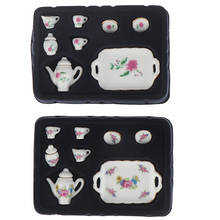 Casa de muñecas con patrón de flores, vajilla de comedor en miniatura, juego de té de porcelana, plato y taza, 8 Uds. 2024 - compra barato
