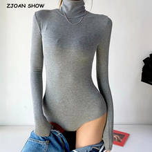 5 colors Sexy Turtleneck Ribbed Long sleeve Bodysuit Woman Skinny Short Jumpsuit Stretch Slim fit Rompers Bodycon Playsuits 2024 - buy cheap