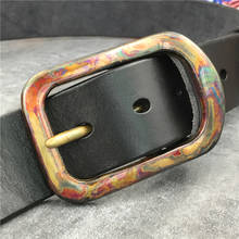 Colorful Pin Belt Buckle Leather Belt Men Ceinture Homme Quality Thick Leather Genuine Black Belt Wide  Male Waist Belt MBT0040 2024 - buy cheap
