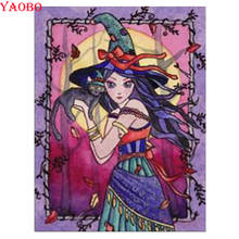 diy 5D diamond painting Witch and cat 3d cross stitch Full square/round drill diamond embroidery cartoon girl mosaic decor 2024 - buy cheap