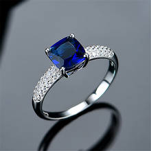 Anillos de plata de ley 925 para mujer, anillos de zafiro azul Nano hechos a mano, joyería fina de compromiso de lujo para cumpleaños y boda, 2021 2024 - compra barato