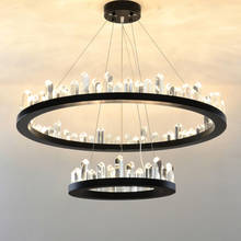 Candelabro de diseño moderno de lujo, anillo de cristal Lustre, iluminación Led de araña para decoración de sala de estar, Villa 2024 - compra barato