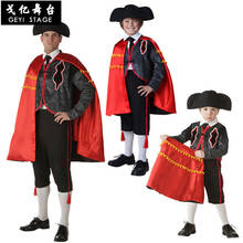 Cos espanhol bullfighter traje dia das crianças dia das bruxas traje palco desempenho vermelho bullfighter pai-criança roupa 2024 - compre barato