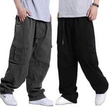 Mais tamanho harem carga calças homens casual hip hop algodão solto baggy corredores streetwear calças largas perna bolsos 3d roupas masculinas 2024 - compre barato