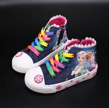 Disney Kids Shoes for Girls Frozen Sneakers Elsa Anna Princess Canvas Shoes Denim Running Sport Baby Sneakers Big Girls Shoes 2024 - buy cheap