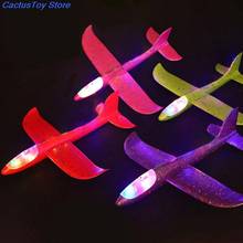 48 см самолет ручной бросок Летающий планер пенопластовый самолет светодиодные светящиеся игрушки для детей DIY модель самолета Дети мальчики подарок 2024 - купить недорого