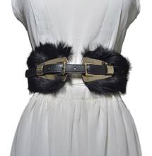 Women's runway fashion rabbit fur elastic pu leather Cummerbunds female Dress Corsets Waistband Belts decoration wide belt R2263 2024 - buy cheap