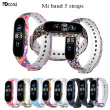 BOORUI Hot for Xiaomi Mi Band 5 Strap Silicone printing flowers miband NFC 5 strap camouflage miband 5 accessories for mi 5 band 2024 - buy cheap
