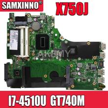 for ASUS A750J K750J K750JB X750JB X750JN laptop Motherboard Mainboard test 100% OK  I7-4510U  GT840M/2GB  free Heatsink+4GB RAM 2024 - buy cheap