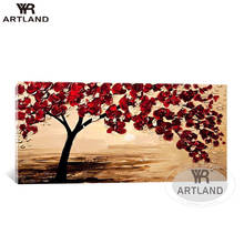 Unique gift Best selling sunset red tree landscape Handmade oil painting on canvas wall art for home decor living room no framed 2024 - buy cheap