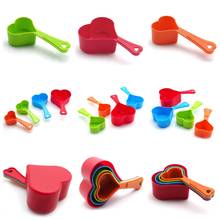New 4Pcs Heart Shape Measuring Cups Creative Plastic Measuring Spoon With Handle Stacking Style Kitchen Cooking Baking Accessory 2024 - buy cheap