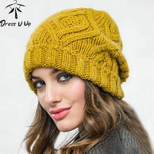 DRESSUUP New Women's Hat Winter Knitted Hat Wool Beanie Stripe Bonnet Girls Hat Fall Female Cap Keep Warm Fashion Cap Female 2024 - buy cheap