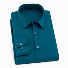 Camisa masculina de manga comprida, de alta qualidade, branca, preta, azul, camisa social, casual, escritório, festa, casamento, camisa masculina 2024 - compre barato