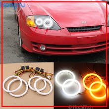 Luz de señal de giro DRL para Hyundai Tiburon, anillos de Halo de ojo de Ángel, ámbar blanco, LED, algodón, 2003, 2004, 2005, 2006 2024 - compra barato
