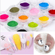 12 Color/Set Fuzzy Flocking Velvet Nail Glitter Powder Dust Colorful Glitters Nailart UV Gel 2024 - buy cheap