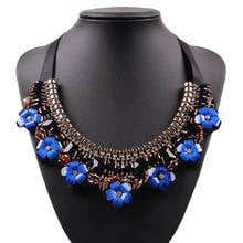 Fashion New Black Rope Chain Gold  Flower Statement Choker Necklace Collar For Girls Elegant Party Jewelry 2024 - buy cheap