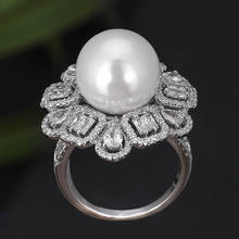 Anillos de perlas geométricas de lujo para mujer, joyería de alta calidad con piedras de circonita cúbica para fiesta de compromiso y boda, 2021 2024 - compra barato