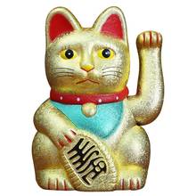 Feng shui brinquedo chinês que acende riqueza do gato, branco que acende da fortuna/sorte, 6 "h, ouro e prata, melhor presente para decoração da gatinho de boa sorte 2024 - compre barato