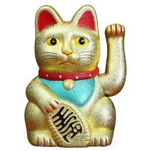 Chinese Feng Shui Beckoning Cat Wealth White Waving Fortune/ Lucky Cat 6"H Gold Silver Best Gift for Good Luck Kitty Decor 2024 - buy cheap