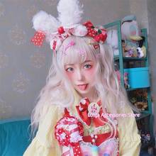 Dream Princess Harajuku Sweet Lovely Plush Rabbit Ear KC  Bow Lolita Sweet Strawberry Cherry Headband Headdress Cosplay Hairband 2024 - buy cheap