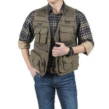Outdoor multi pocket fishing photography tactical vests Men Quick Dry thin Polyester Sleeveless Waistcoat male meah colete pesca 2024 - buy cheap