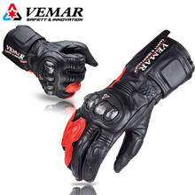 VEMAR-guantes largos de cuero para carreras profesionales, protectores de fibra de carbono para pantalla táctil, de cuero de vaca y cabra, para motocicleta 2024 - compra barato