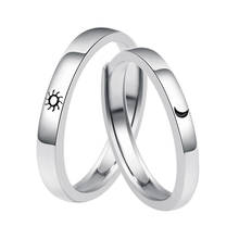 Anéis de amor simples ajustável sol e lua amante casal anéis definir promessa casamento bandas para ele e ela 2024 - compre barato