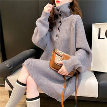 Mid-Long Padded Turtleneck Sweater Women's Pullover Autumn&Winter Style Top Solid Korean Loose Thicken OuterWear Sweaters Female 2024 - buy cheap