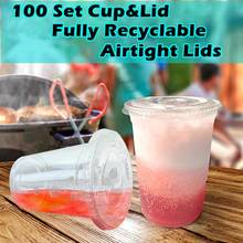 100pcs 450ML Disposable Plastic Cups With Dome Lids for Iced Cold Drink Coffee Tea Smoothie Transparent Non-slip Material 450ML 2024 - buy cheap