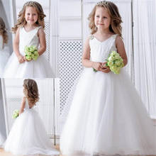 Backless Flower Girl Dress For Garden Wedding Puffy Tulle Beads First Communion Dress Applique Pageant Gown For Kid Birthday 2024 - buy cheap