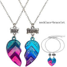 BESTONEDAY 1 Pair Best Friend Letter Necklace Colorful Heart Pendant Necklace Fashion Chain Necklace Girls Friendship Jewelry 2024 - buy cheap