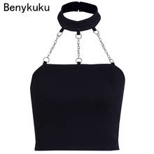 Women Tube Tops Sexy Black Gothic Summer Punk Style Slim Halter Backless Lingerie Crop Top Female Club Party Underwear Wrap Bras 2024 - buy cheap