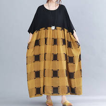 Vestido de verano de talla grande para mujer, maxivestido bohemio de algodón, Vintage, a cuadros, coreano, Kawaii 2024 - compra barato