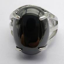 Pedra negra telescópica oval preciosa, anel de dedo para mulher presente tamanho 8 x276 2024 - compre barato