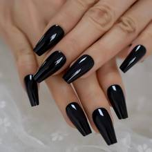 Однотонная черная длинная балерина с УФ-эффектом, искусственная кожа, конусная форма, искусственные ногти для салона, искусственные ногти 2024 - купить недорого