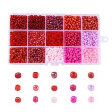 2/3/4mm série vermelha checa grânulos de semente de vidro redondo cristal grânulos soltos de vidro para diy jóias que fazem acessórios misturados conjunto encaixotado 2024 - compre barato