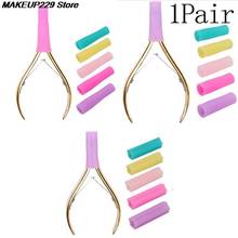 Silicone nipper capa manga prego cutícula tesoura pinças boné manga protetora para unhas cutícula tesoura manicure ferramentas 2 pçs 2024 - compre barato