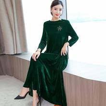 Long sleeve velvet dress women maxi Sukienki plus size large green winter 2019 Sukienki party robe dresses black clothes DC323 2024 - buy cheap