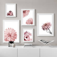 Fresh Pink Rose Chrysanthemum Wall Art Canvas Painting Nordic Posters And Prints Plant Wall Pictures For Living Room Home Decor 2024 - buy cheap