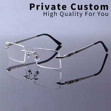 Business Anti Blue Light Myopia Glasses Men Rimless Reading Eyeglasses Computer Prescription Frameless Diamond Cutting Eyewear 2024 - buy cheap