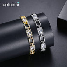 LUOTEEMI-brazaletes de eslabones cubanos ajustables para mujer, pulsera de circonita cúbica, joyería encantadora de moda para boda, artículos al por mayor, regalos 2024 - compra barato