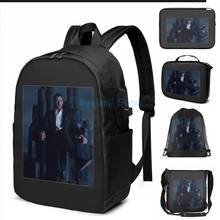 Lucifer-mochila con estampado gráfico divertido para hombre y mujer, morral escolar con carga USB, bolso de viaje para ordenador portátil, 2 unidades 2024 - compra barato