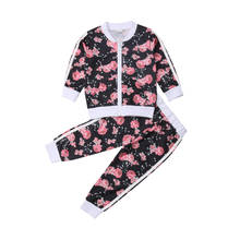 Kids Little Girls Floral Clothes Sets Toddler Baby Girl Infant Flower Clothing  O-Neck Zipper Top Pants Outfits Tracksuit 2-7T 2024 - buy cheap