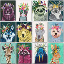 5D DIY Diamond Painting Kit Paint Cartoon animal dog cat tiger rabbit giraffe Full Square&Round embroidery mosaic Cross stitch 2024 - buy cheap
