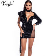 Vestido transparente para mulheres, sexy, de lantejoulas, para festa noturna, glity2k, preto, vintage 2024 - compre barato